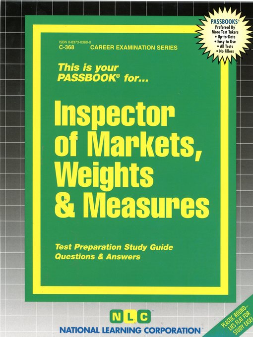 Title details for Inspector of Markets, Weights & Measures by National Learning Corporation - Available